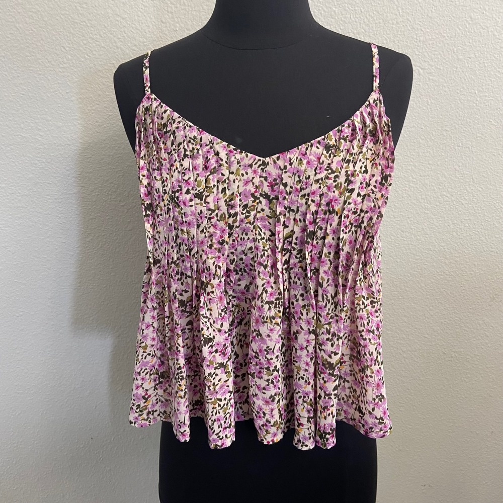 ASTR The Label Womens S Lavender Floral Pleated Cami Top Y2K‎ Boho Festival
